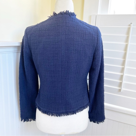 J. Crew E8493 Navy Blue Tweed Motorcycle Jacket Blazer Women’s Size 6 - Picture 3 of 10